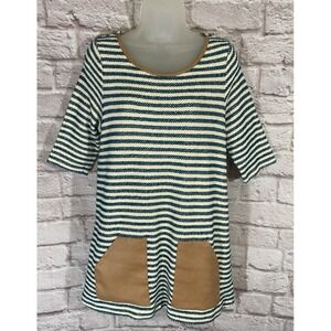 Anthropologie Postmark Postage Stamp Sapony Tunic Dress Medium Striped Pockets